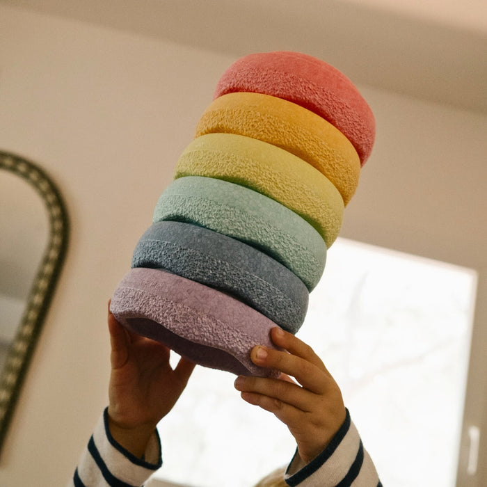 Stapelstein Balance Stepping Stones - Original Mini, Set of 6, Rainbow Pastel