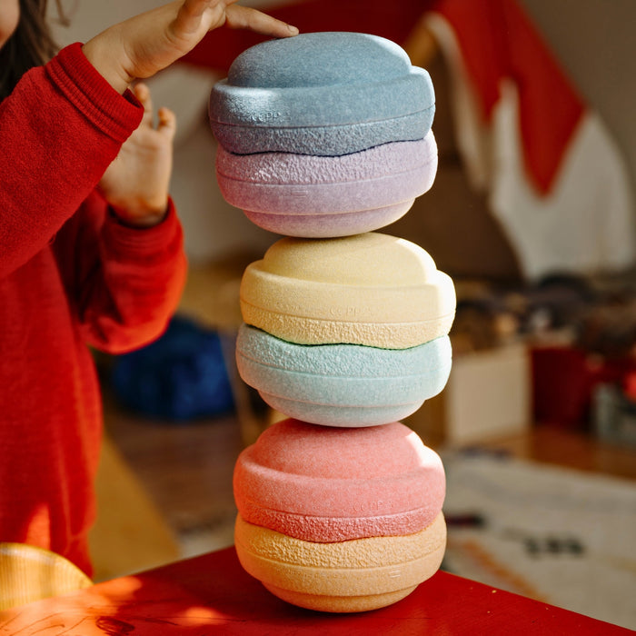 Stapelstein Balance Stepping Stones - Original Mini, Set of 6, Rainbow Pastel