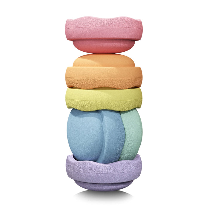 Stapelstein Balance Stepping Stones - Original, Set of 6, Rainbow Pastel