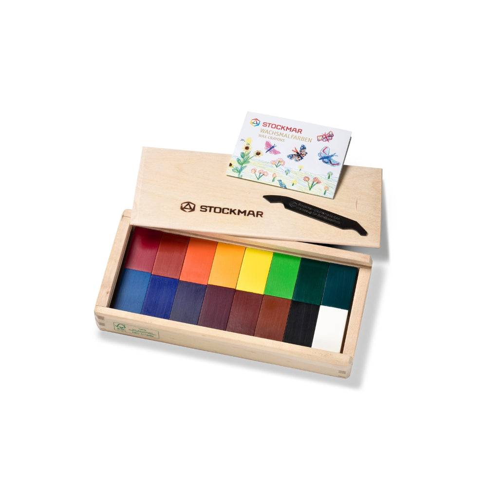 STOCKMAR Crayons in Wooden Box with Scraper, Australia