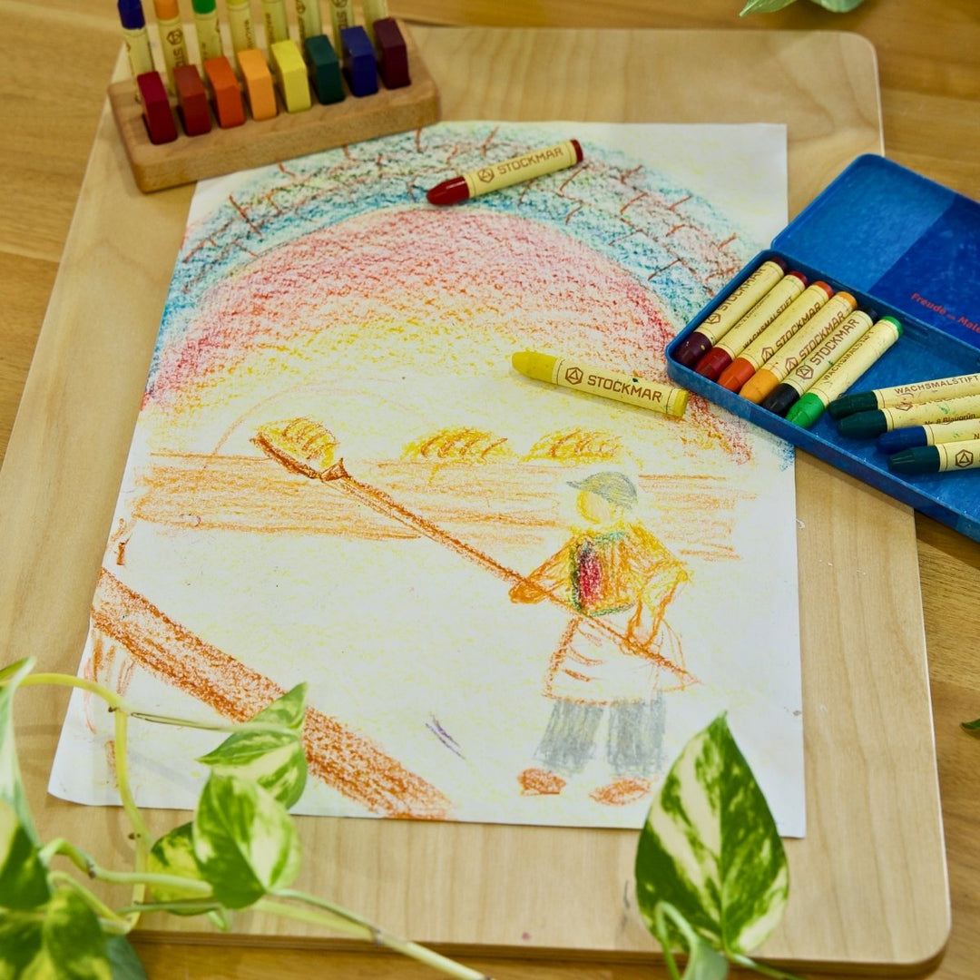 STOCKMAR Wax Crayon Combo 8 Sticks and 8 Blocks in Tin, Australia