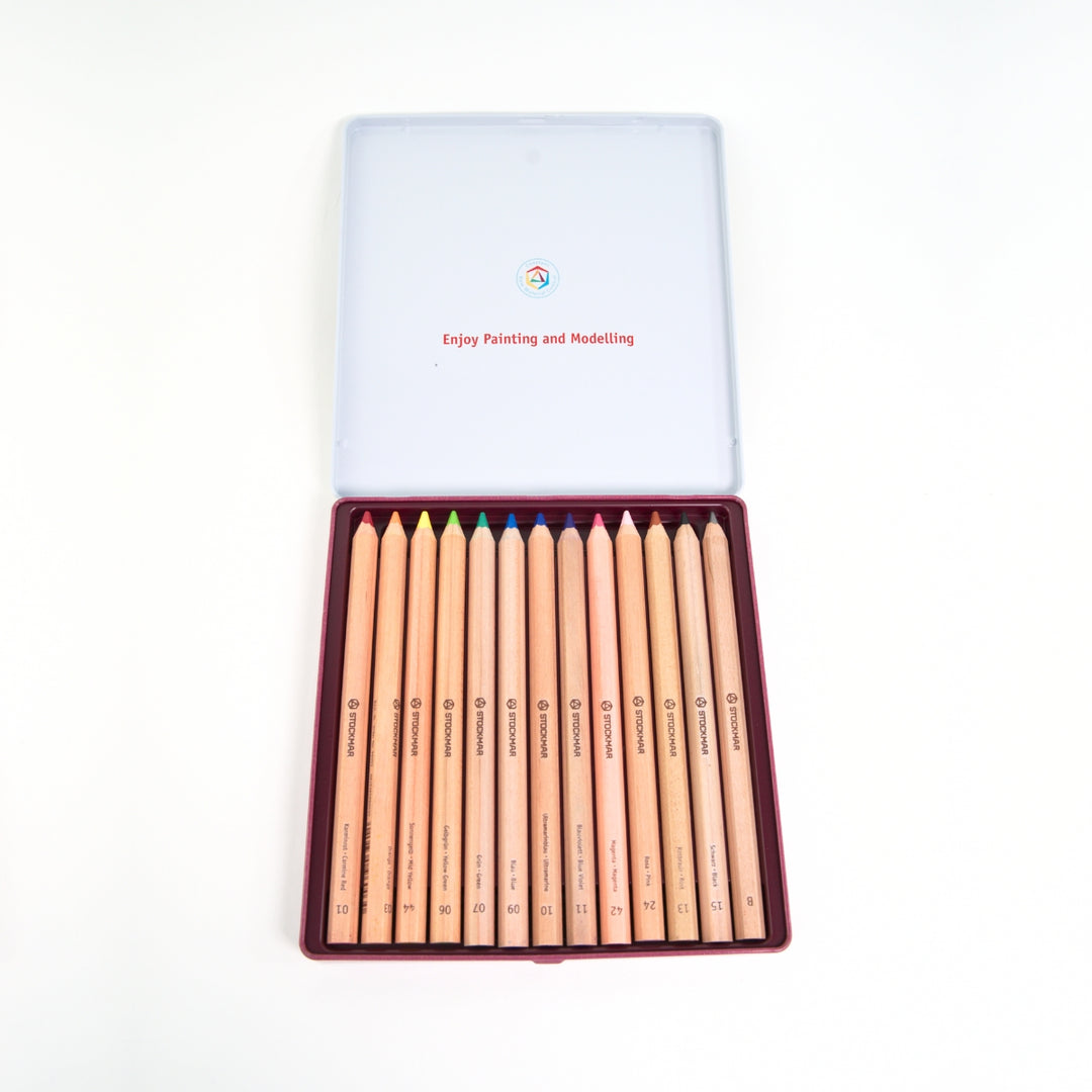 85094112 STOCKMAR Pencils Hexagonal - Assorted Tin 12 Colours + Graphite B