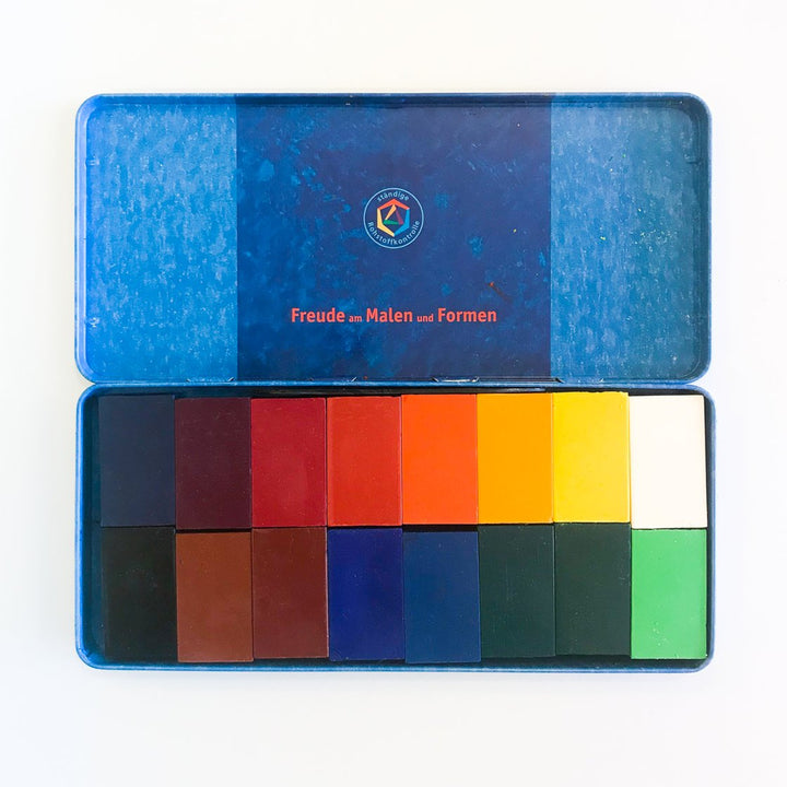 85035000 STOCKMAR Wax Block Crayons - 16 Blocks in Tin, Extended Standard Mix