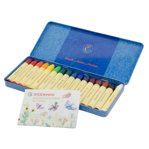 85032000 STOCKMAR Wax Stick Crayons - 16 Sticks in Tin, Extended Standard Mix