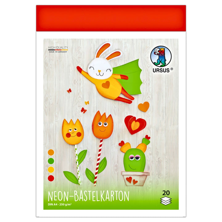 URSUS Cardboard - 20 Sheets, 4 Colours - A4, Neon - Paper Products, Online - Australia