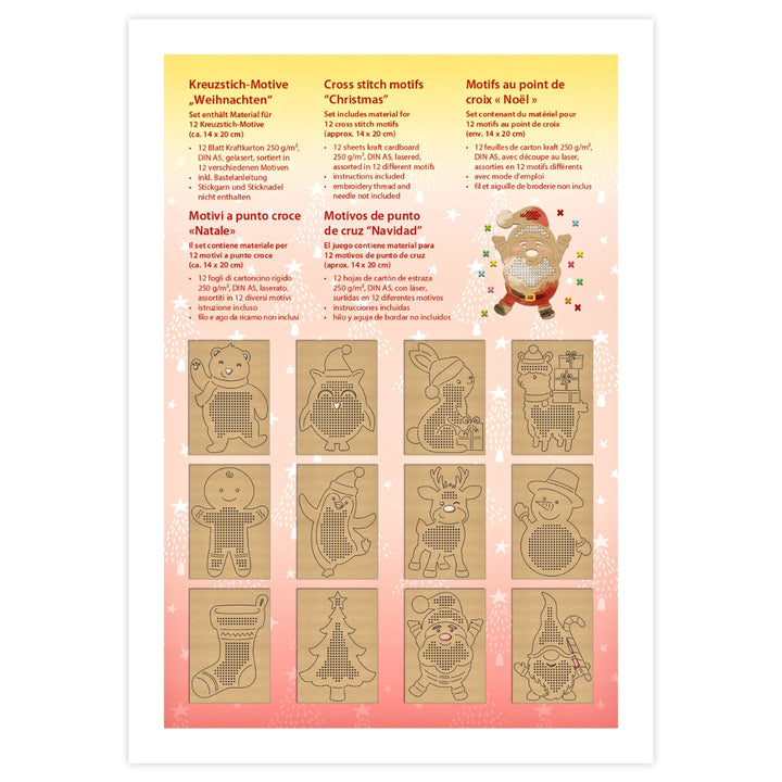 URSUS Cross Stitch Cardboard Templates - Set of 12 - Christmas - Paper Products, Online - Australia