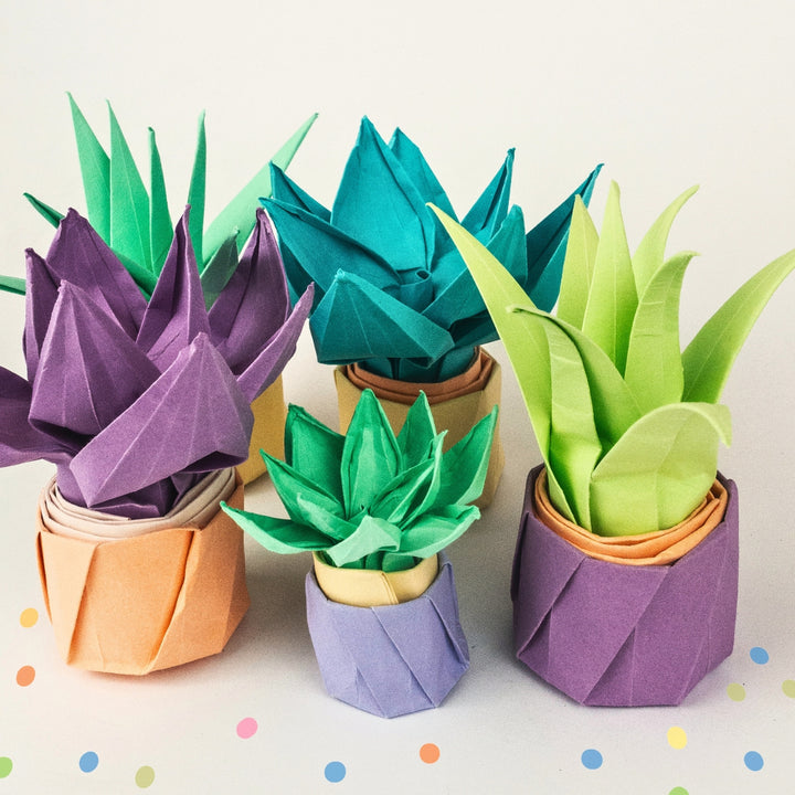 Succulent and Plants Origami using URSUS Folding Paper Pastel, 10 Colours from Australia
