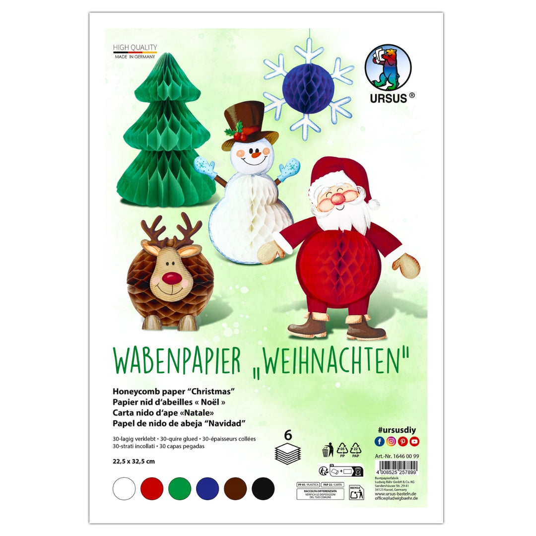 URSUS Honeycomb Paper - Set of 6 - Christmas - Paper Products, Online - Australia