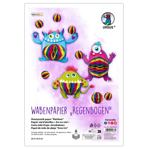URSUS Honeycomb Paper - Set of 6 - Rainbow - Paper Products, Online - Australia