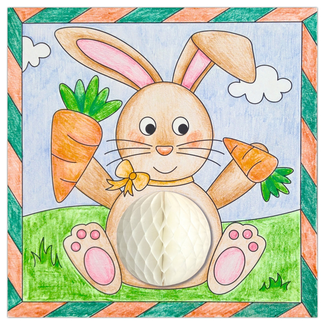 Colouring Pages with 3D Honeycomb Ball - 6 Sheets - Spring