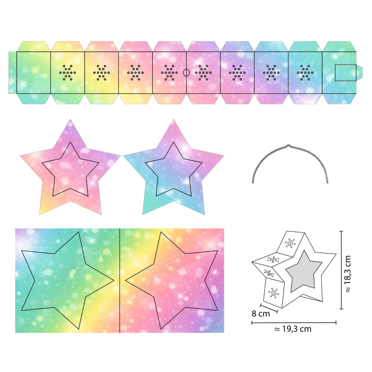 Ursus Twinkle Star – Kit Lanterne Étoile à Assembler – Carton Photo 300 G/m², Papier Transparent – Décoration Lumineuse DIY