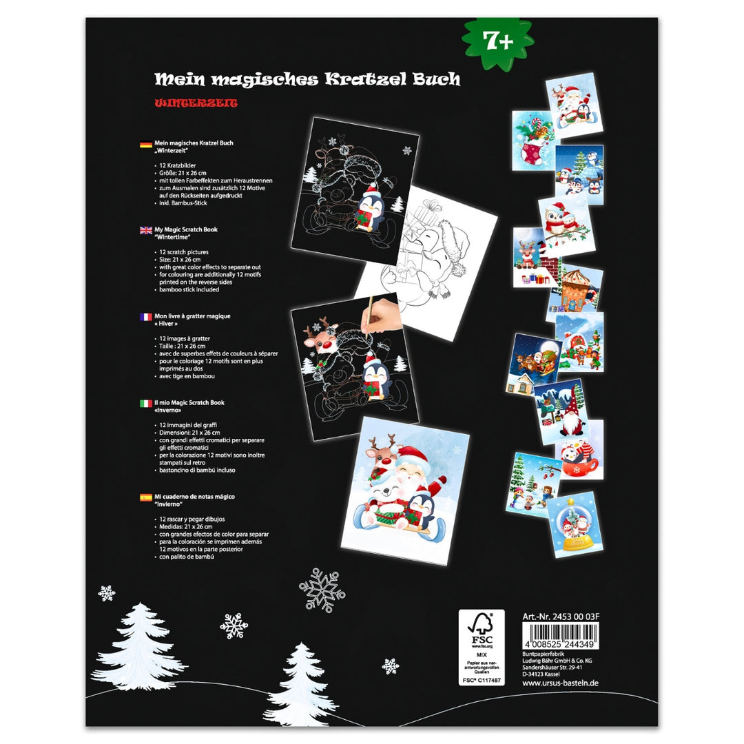 URSUS Paper Crafts Picture Art Kit Mandala Scratch Colouring, Set of 12 Christmas Winter from Australia