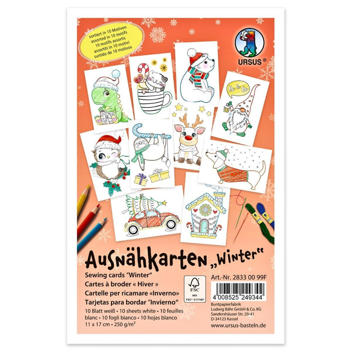 URSUS Sewing Card Templates - Set of 10 - Winter - Paper Products, Online - Australia