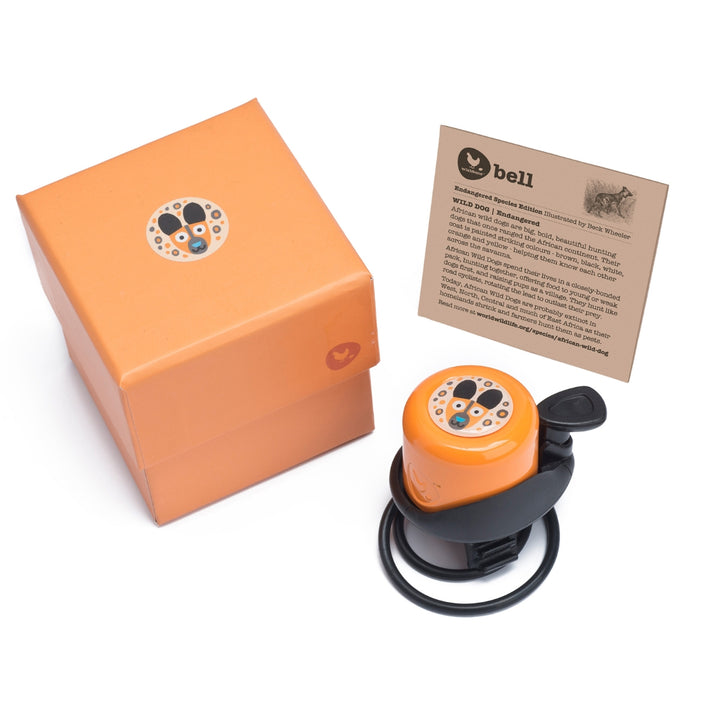 Wishbone Bike Bell The Endangered Species Edition Orange - Wild Dog
