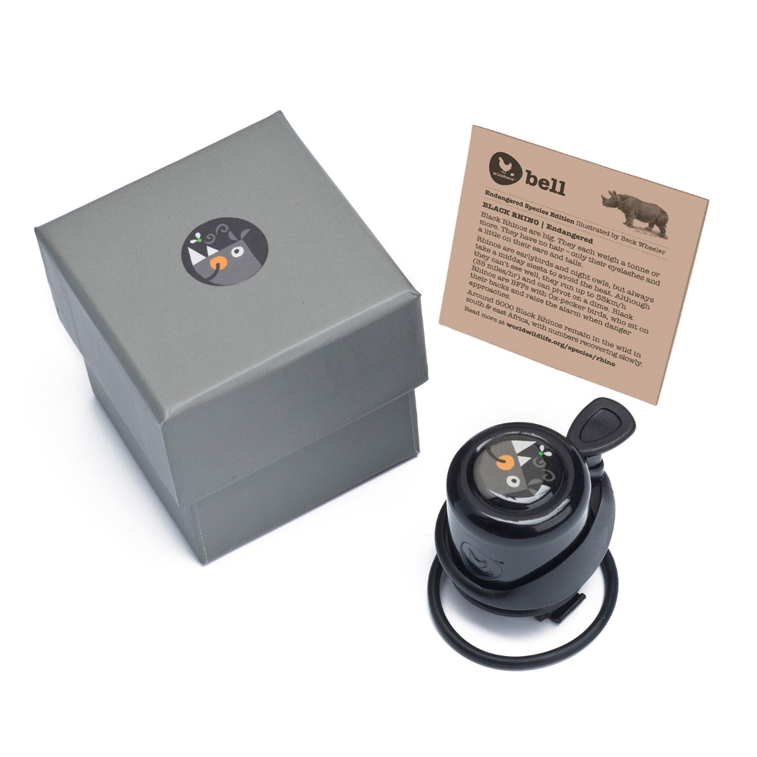 Wishbone Bike Bell The Endangered Species Edition Black - Rhino