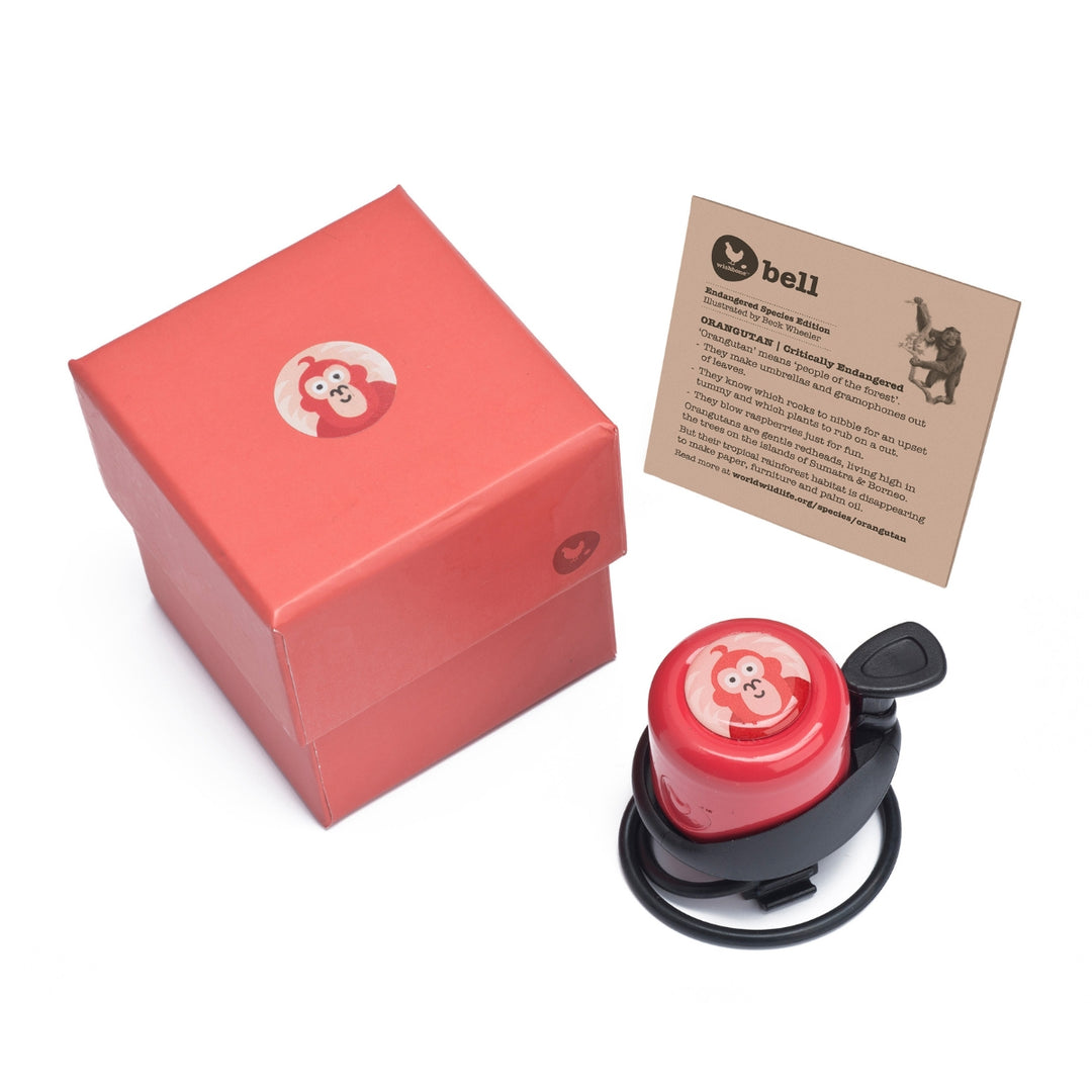 Wishbone Bike Bell The Endangered Species Red - OrangutanEdition