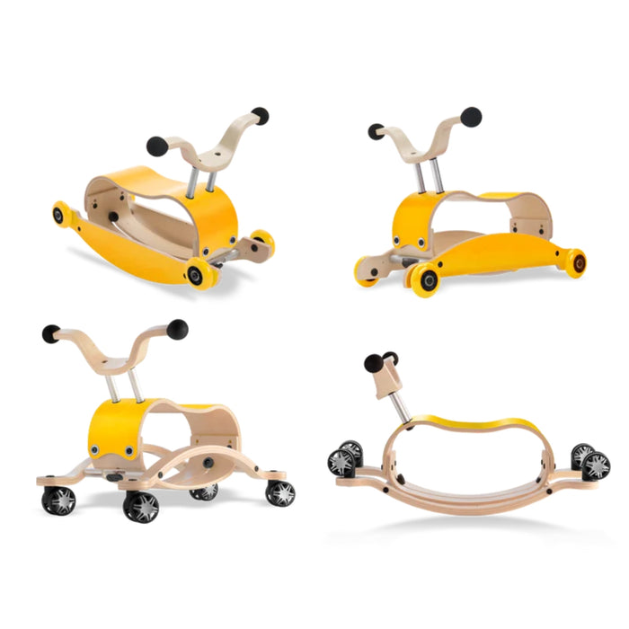 Wishbone Mini Flip Deluxe Wooden Ride On Toy, Push Walker, Rocker & Racer - 4 in 1