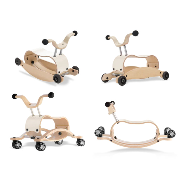 Wishbone Mini Flip Deluxe Wooden Ride On Toy, Push Walker, Rocker & Racer - 4 in 1