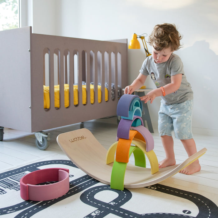 Wobbel Balance Board Original with Wool Felt Base in Mustard Yellow from Australia