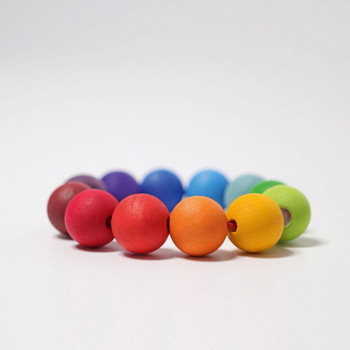 Grimm s Wooden Baby Toy Grasping Rattle Rainbow Beads Ring Australia Oskar s Wooden Ark