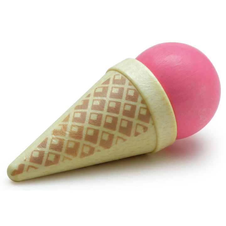 Erzi Ice Cream Cone Pink Wooden Play Food for Children's Pretend Play from Australia