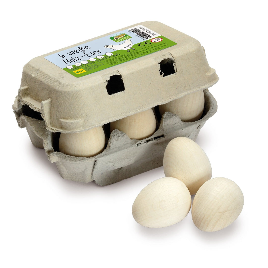 Eggs White Sixpack Wooden Play Food for Children's Pretend Play from Australia