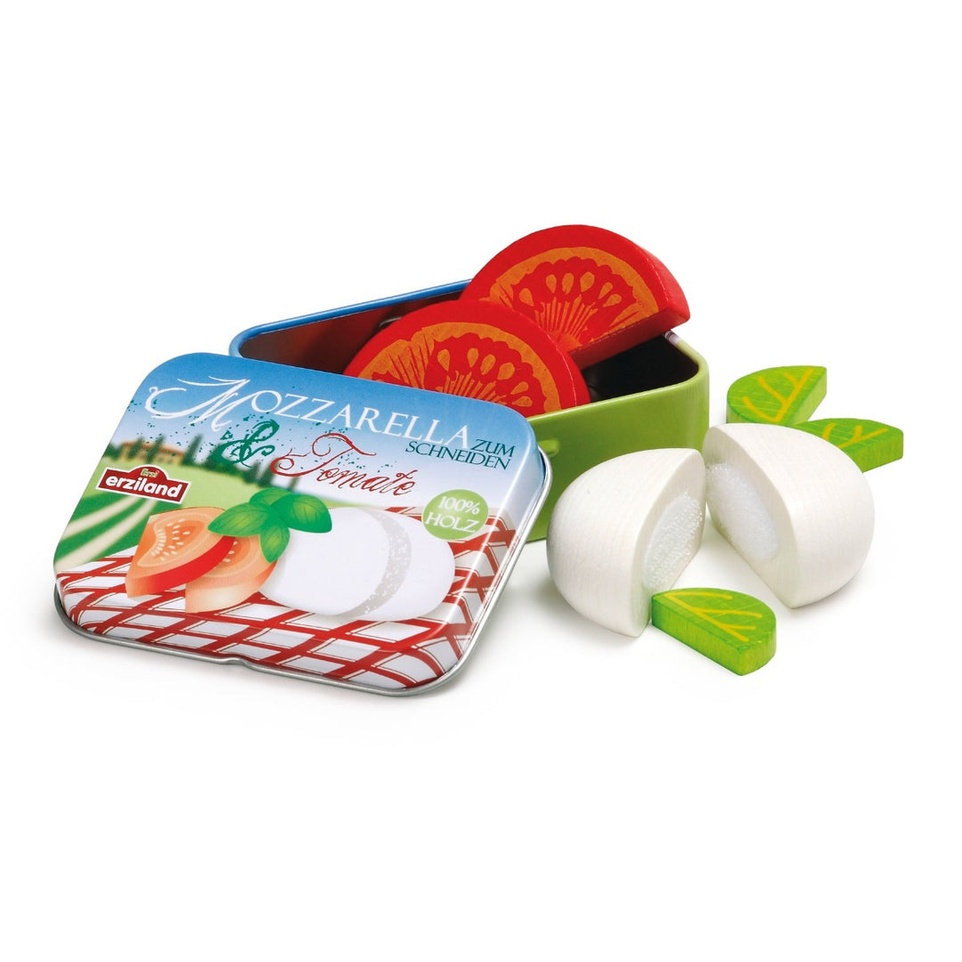 Erzi Mozzarella and Tomato in a Tin Wooden Play Food for Children's Pretend Play from Australia