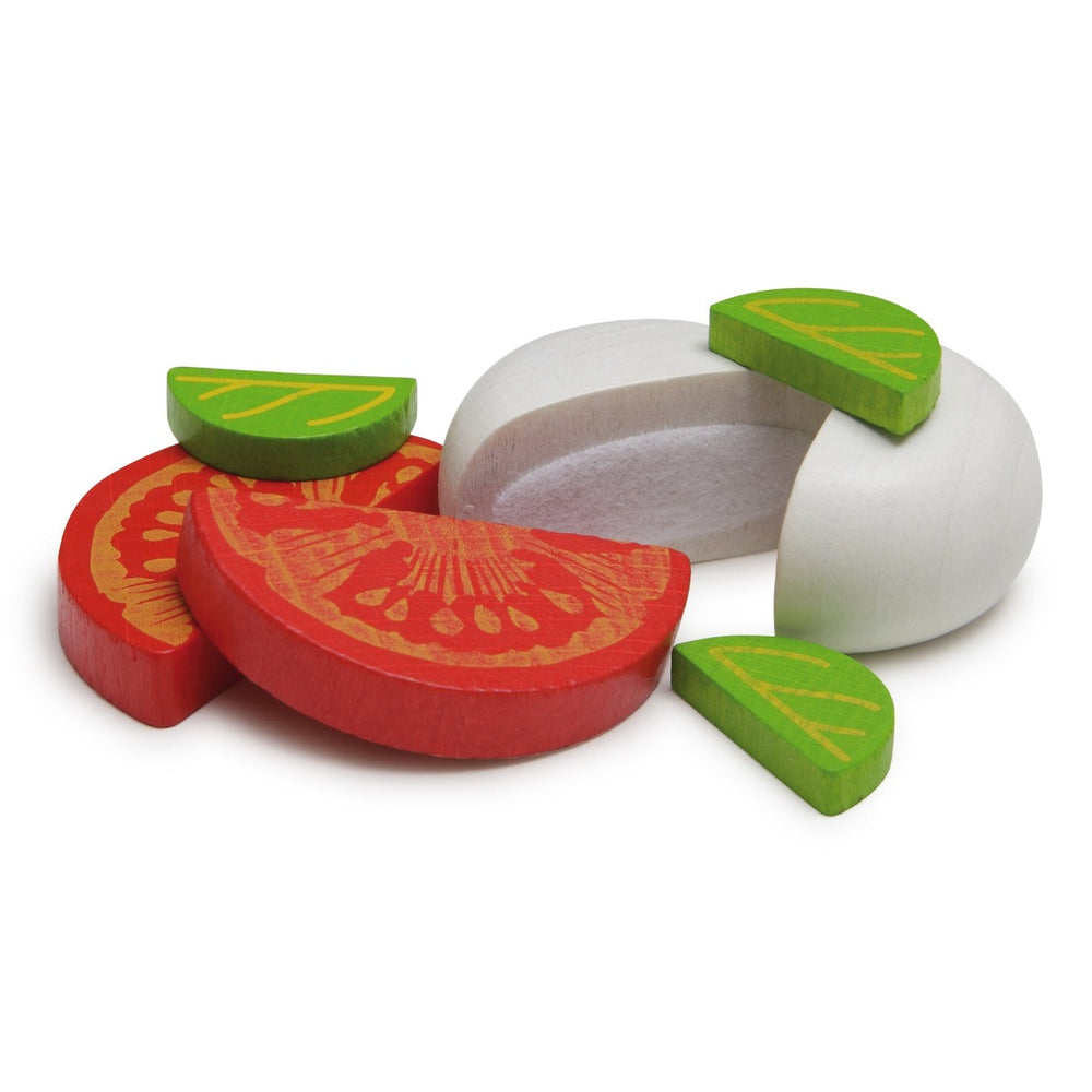 Erzi Mozzarella and Tomato in a Tin Wooden Play Food for Children's Pretend Play from Australia