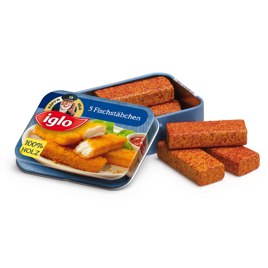 Ezi Fish Fingers in a Tin Wooden Play Food for Children's Pretend Play from Australia