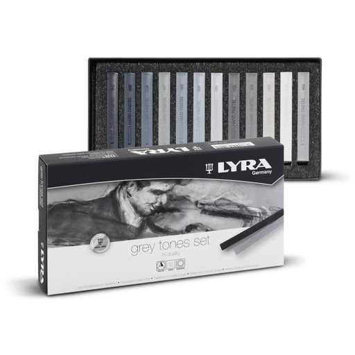 Lyra Polycrayon Soft Pastels 12 Grey Tones Set