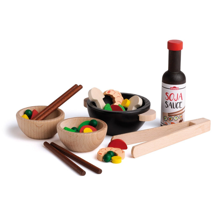 Erzi Wok Assortment Wooden Play Food for Children's Pretend Play from Australia
