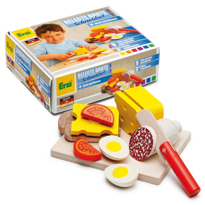 Erzi Sandwich Cutting Set Wooden Play Food for Children's Pretend Play from Australia