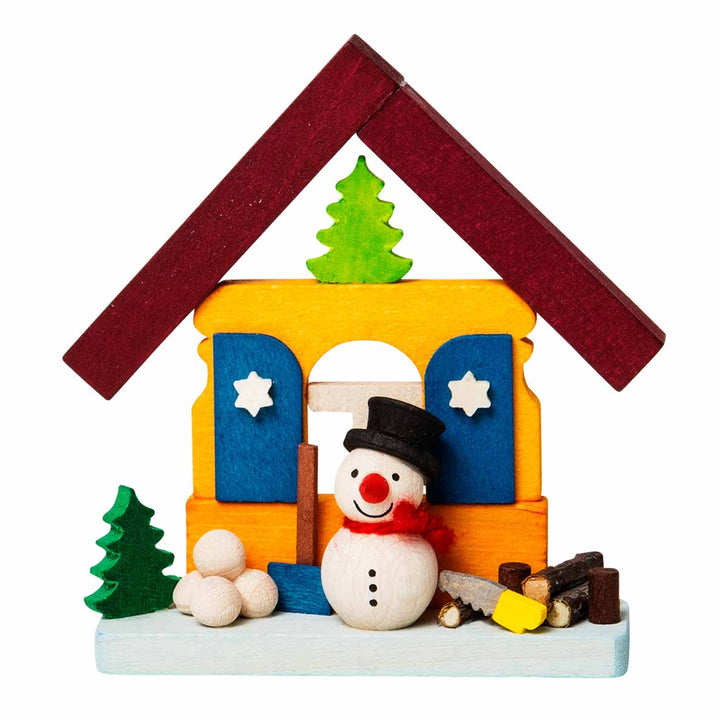 41920 Graupner Christmas Tree Ornament House Snowman with Wood Stack