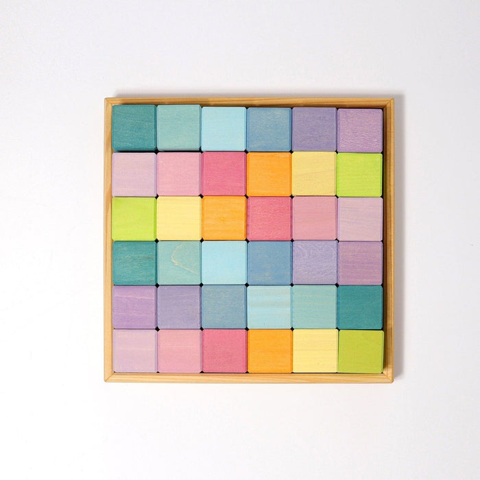 Grimm's Square Mosaic Pastel 36 Pieces - Oskar's Wooden Ark, Australia