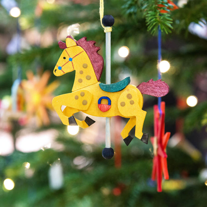 47710 Graupner Christmas Tree Ornament Carousel Horse Set of 6 Pieces