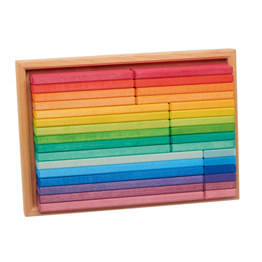 70423299 Gluckskafer Wooden Rainbow Bulding Slats in Tray 32 Pieces