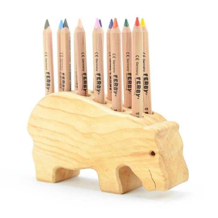 74001616 Drei Blatter Wooden Pencil Holder - Hippo