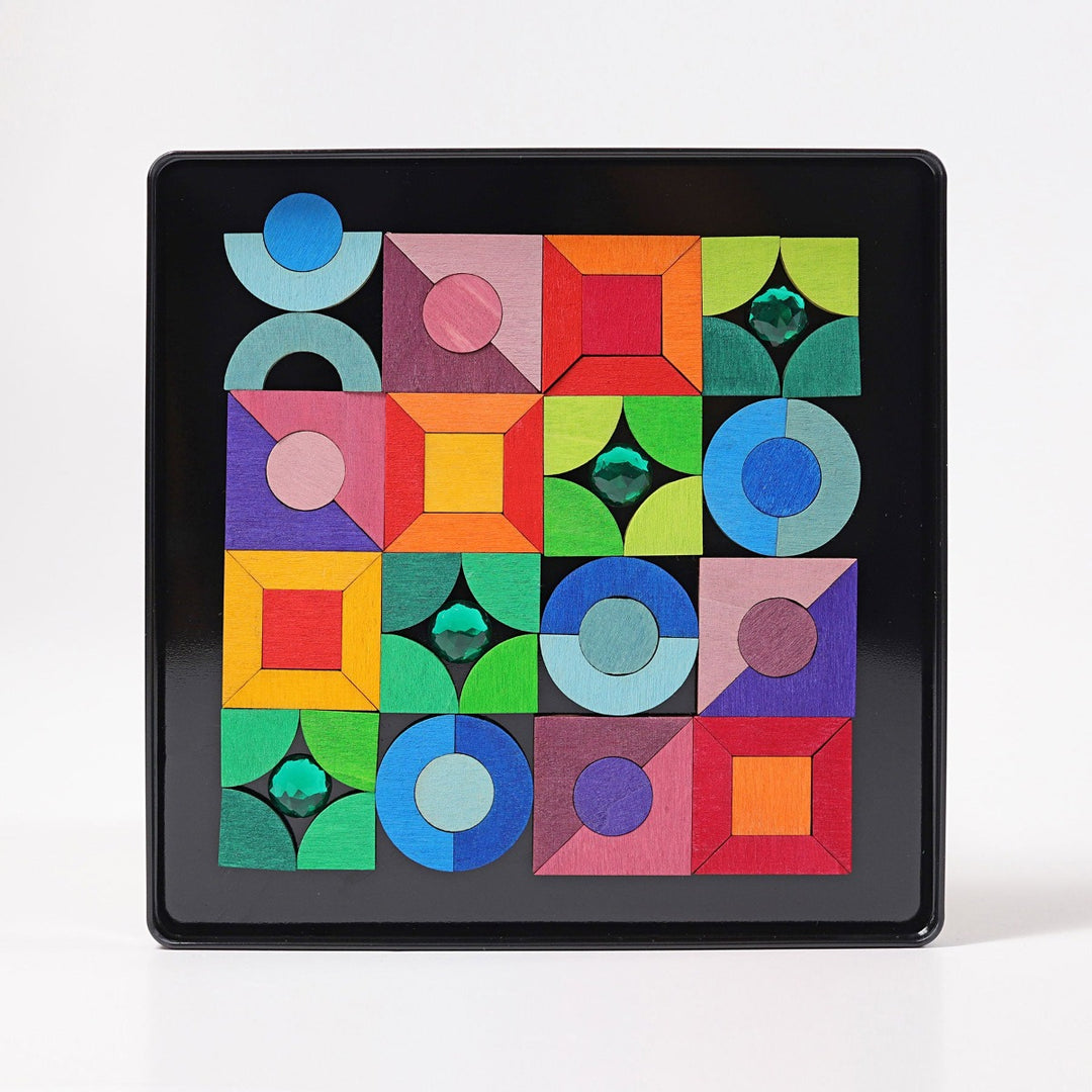 91177 Grimm's Magnet Puzzle Triangle, Square, Circle with Sparkling Parts