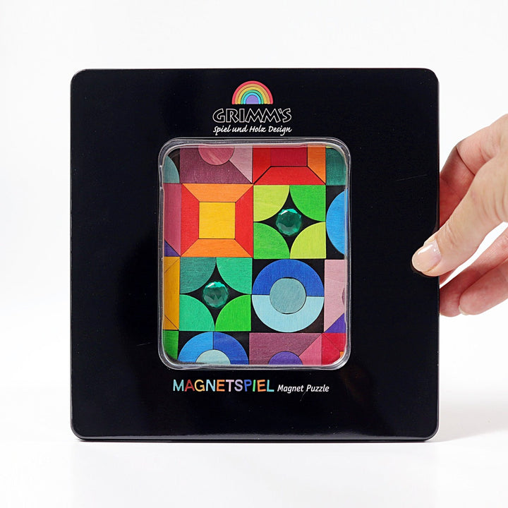 91177 Grimm's Magnet Puzzle Triangle, Square, Circle with Sparkling Parts