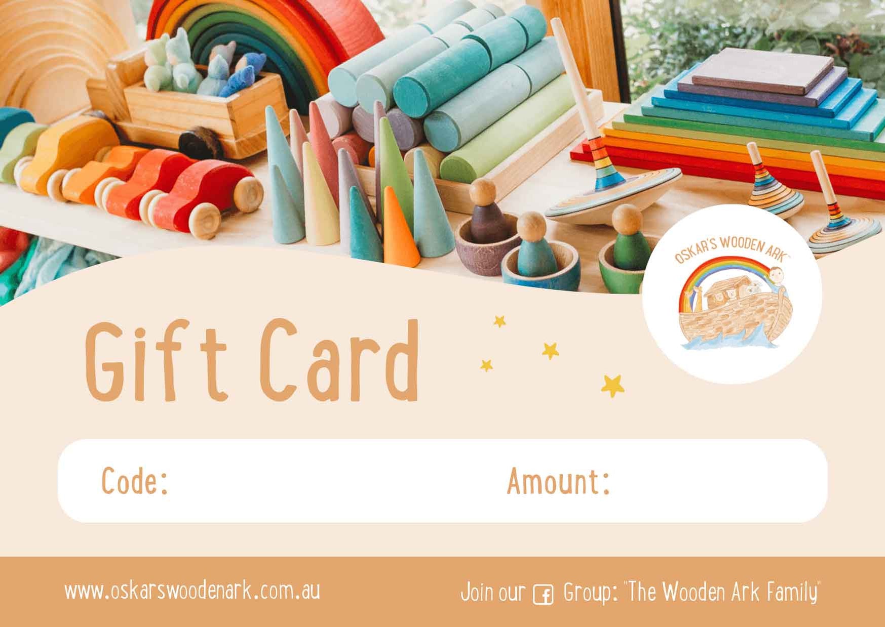 Gift Cards from Oskar's Wooden Ark