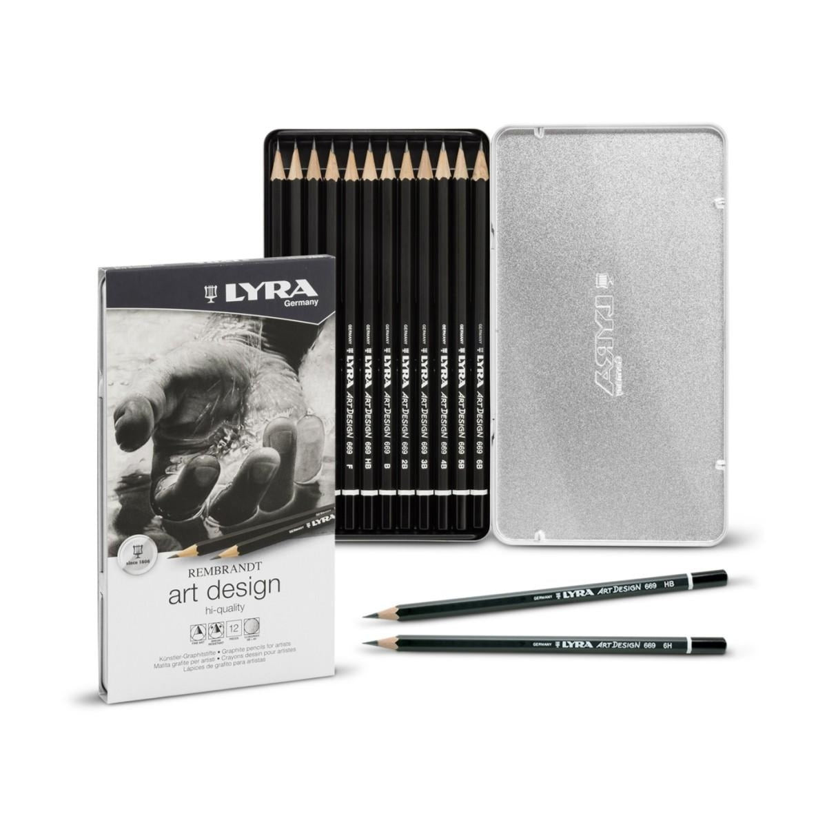 LYRA Art Design Set of 12 Graphite Pencils 6B-4H in a Tin — Oskar's ...