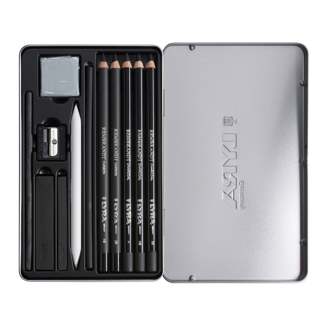 212051112 LYRA Rembrandt Charcoal and Carbon Pencil Set Tin of 11