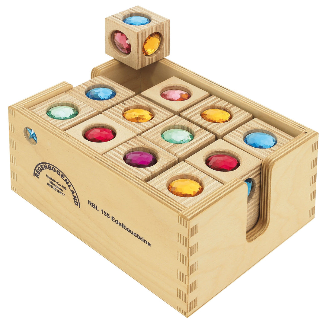 Regenbogenland Crystal Gem Blocks - Wooden Building Blocks Set - Australia