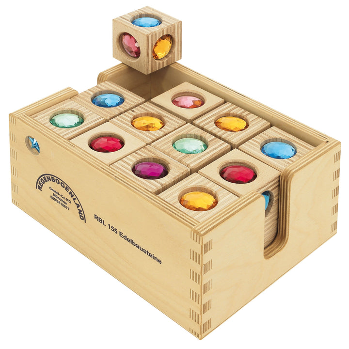 Regenbogenland Crystal Gem Blocks - Wooden Building Blocks Set - Australia