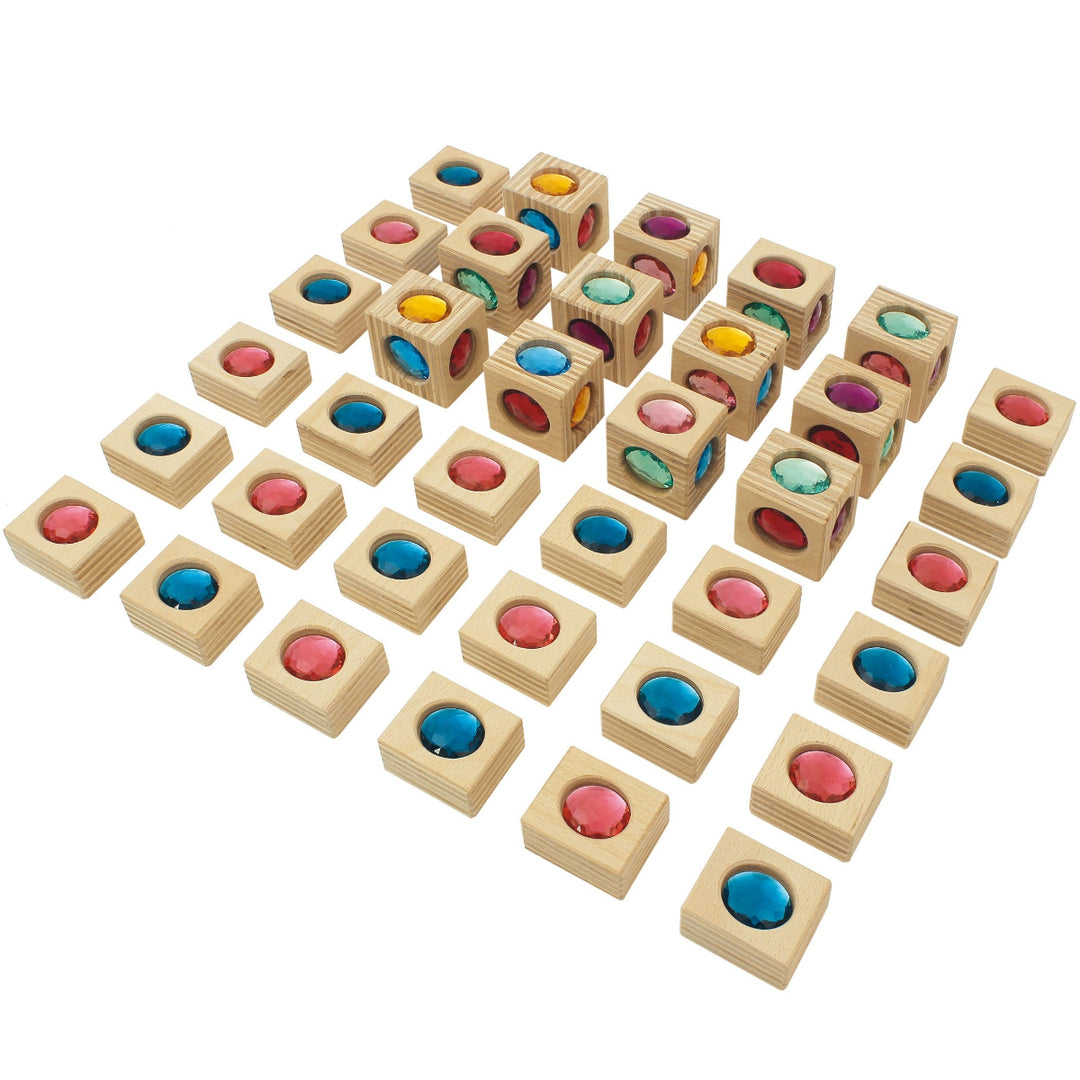 Regenbogenland Crystal Gem Blocks - Wooden Building Blocks Set - Australia