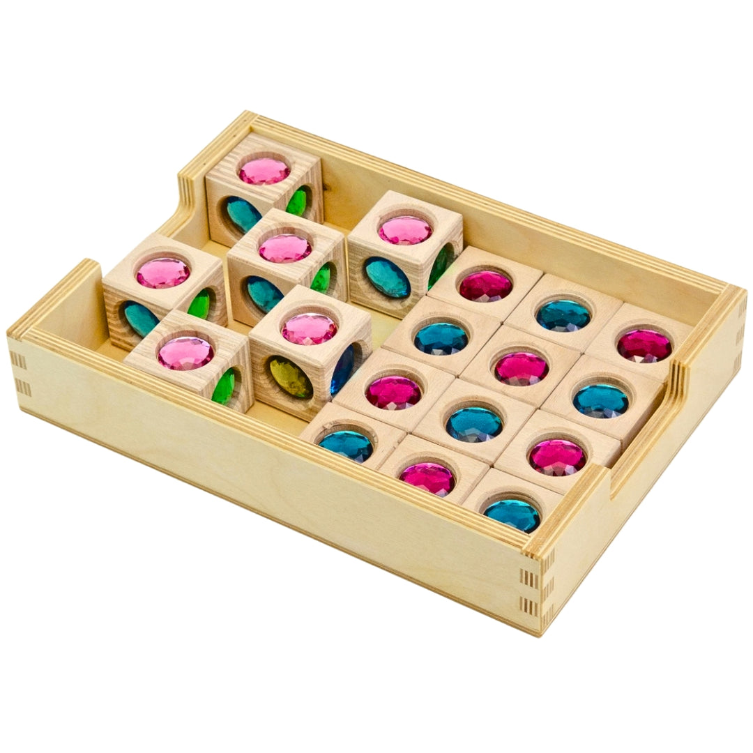 Regenbogenland Crystal Gem Blocks - Wooden Building Blocks Set - Australia