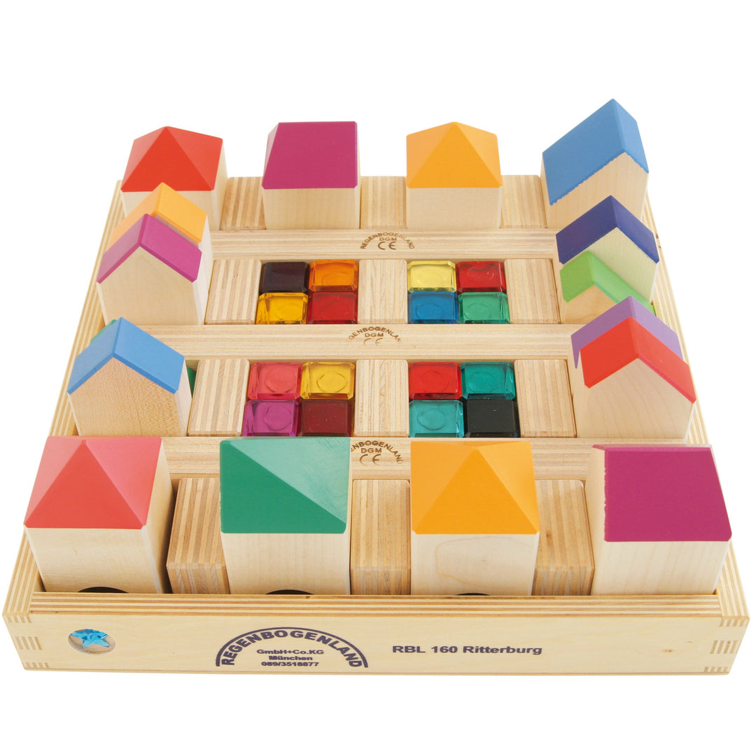 Regenbogenland Knights Castle - Premium Interlocking Wooden Construction Set - Australia