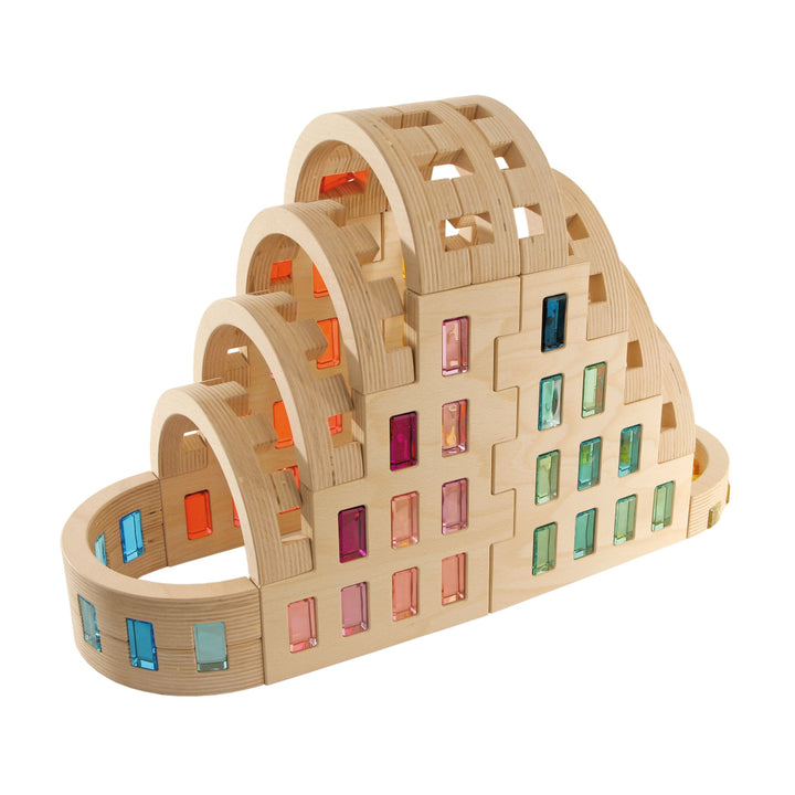 Regenbogenland Premium Interlocking Wooden Construction Set - Australia