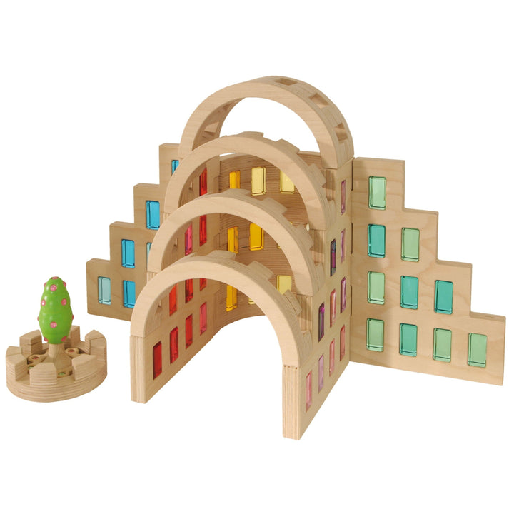 Regenbogenland Premium Interlocking Wooden Construction Set - Australia