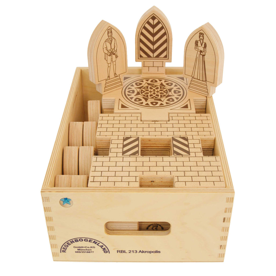 Regenbogenland Acropolis - Premium Interlocking Wooden Construction Set - Australia